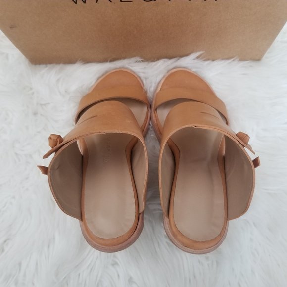 NEW Wal & Pai Cole Wedge Nude Calf Leather Chunky Stacked Heel Minimalist 37 - Picture 7 of 11